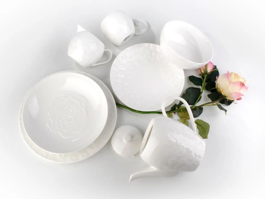 Sada tanierov ROSE 21 cm biela