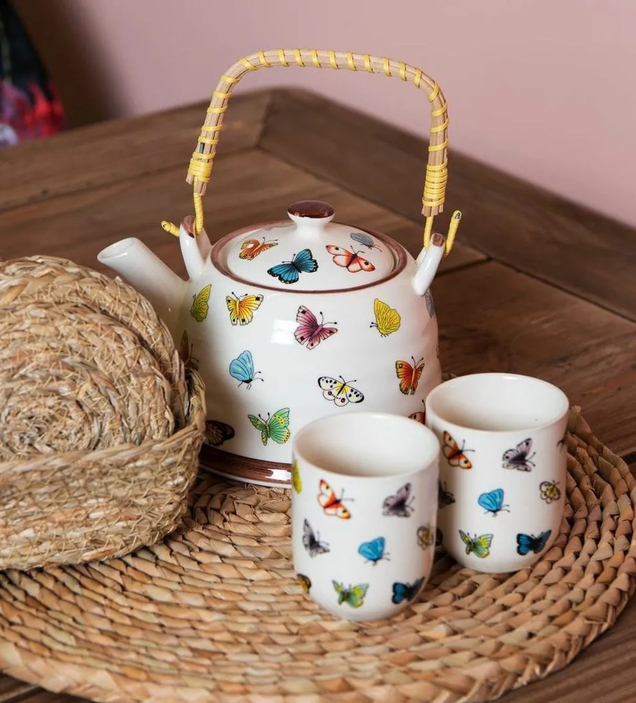Kanvička so sitkom motýliky - Ø 14*14 cm / 0,7L