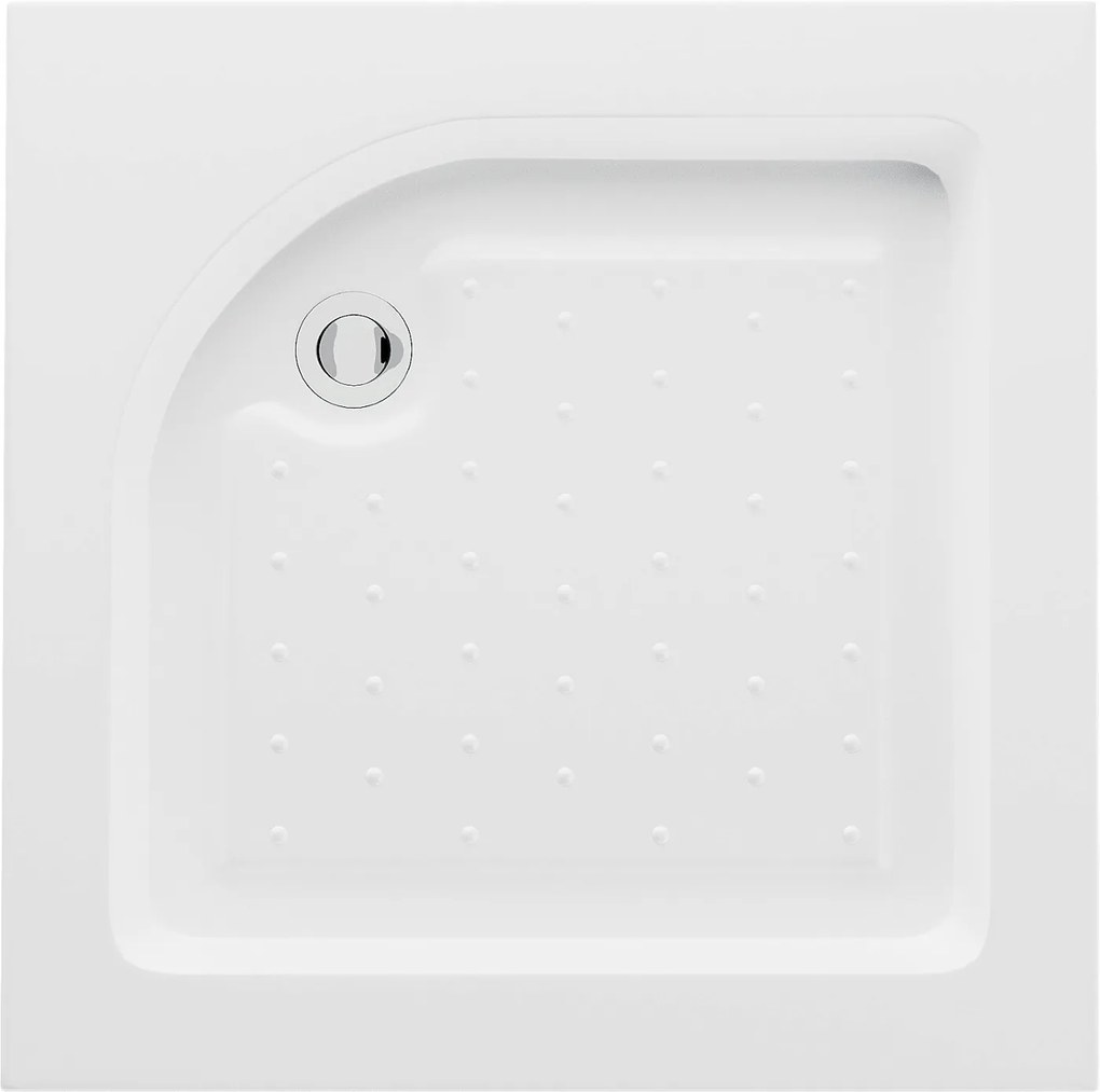 Mexen RIO - Štvorcová sprchová vanička 70x70x14 cm + chrómový sifón, biela, 45107070