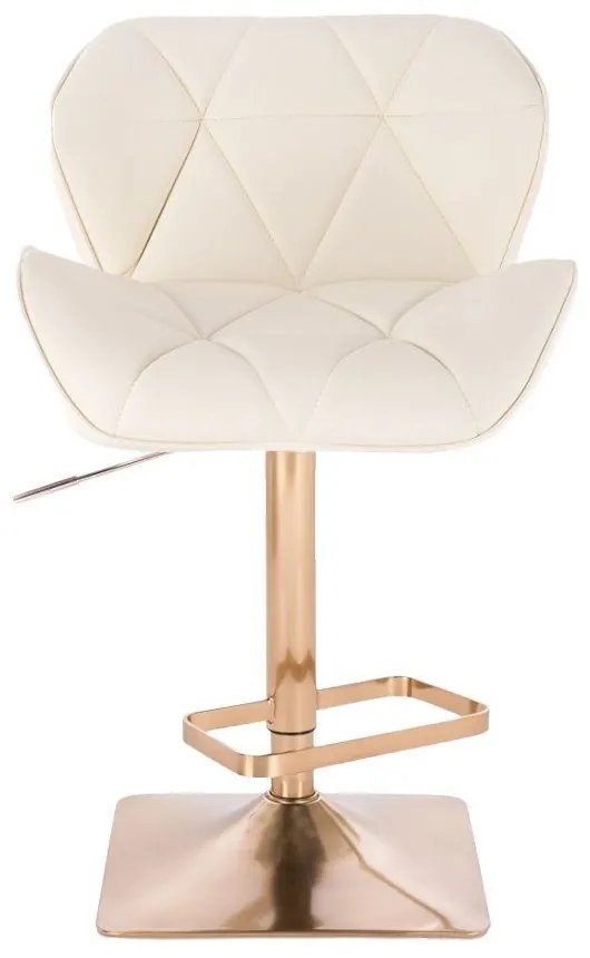 LuxuryForm DESIGN Barová stolička MILANO na zlatej hranatej podstave - krémová