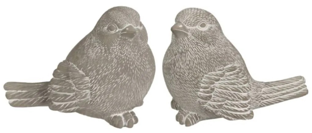 Záhradná figúrka z cementu Bird Couple, sada 2ks, 10x13 cm, sivá