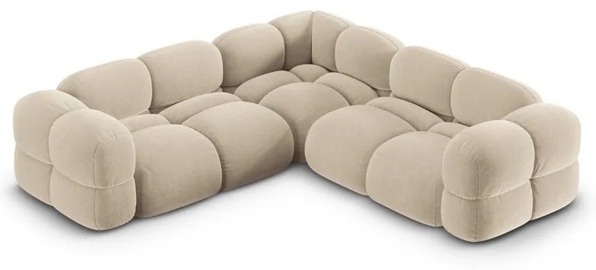 Béžová zamatová rohová pohovka Loretto – Cosmopolitan Design