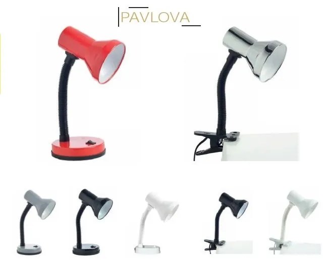 ACA DECOR Retro stolná lampa s klipom PAVLOVA, čierna farba