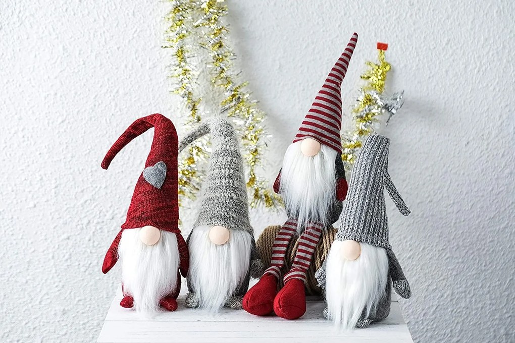 Vánoční skřítek ELF 025 - 60 cm šedý/červený
