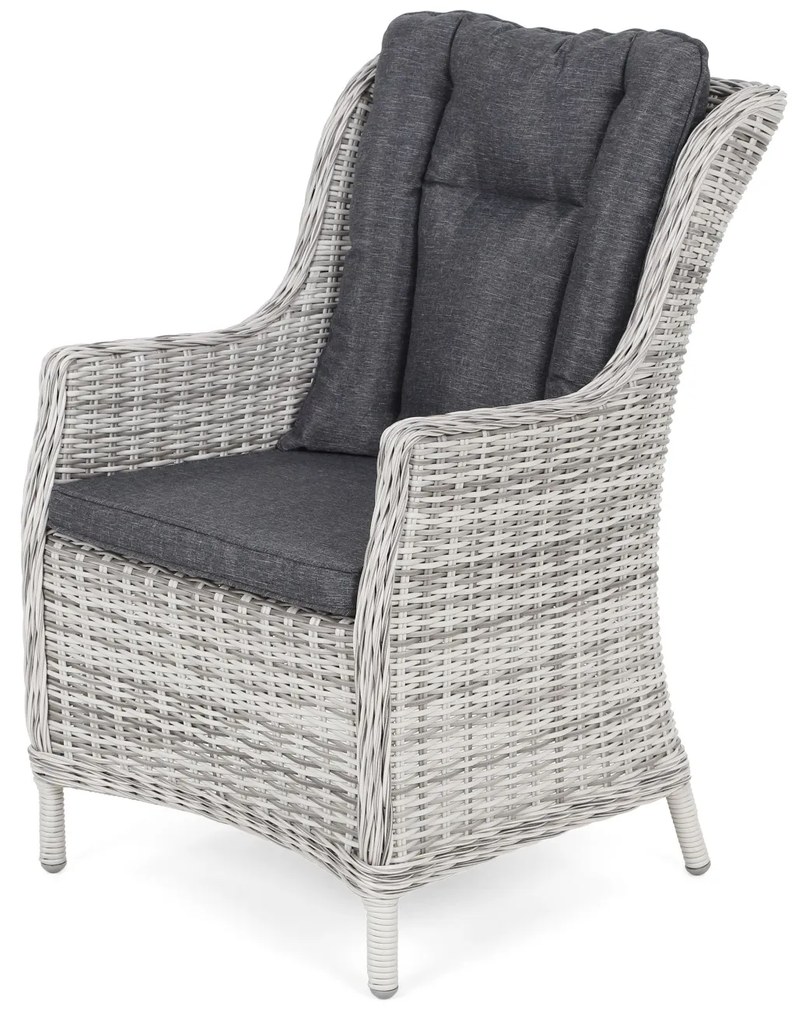 Záhradné ratanové kreslo KINGSTON svetlo-sivé s tmavou poduškou