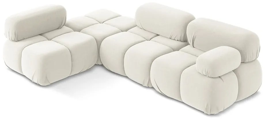 Biela zamatová modulárna rohová pohovka (ľavý roh) Lokua – Makamii