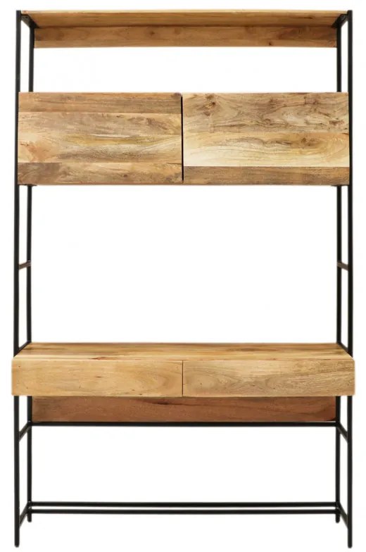 Písací stôl s knižnicou Gita 130x213x55 indický masív mango Mango natural