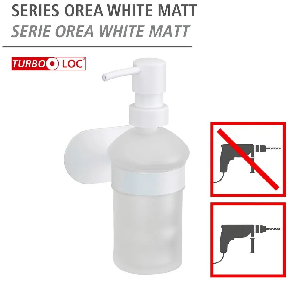 Biely samodržiaci sklenený dávkovač mydla 200 ml Orea – Wenko