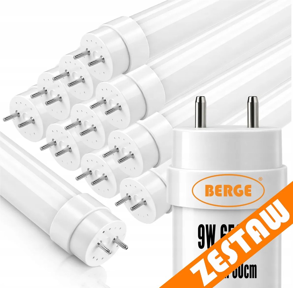 10x LED trubice 9W 950lm 60cm 6500K G13 T8 - studena biela