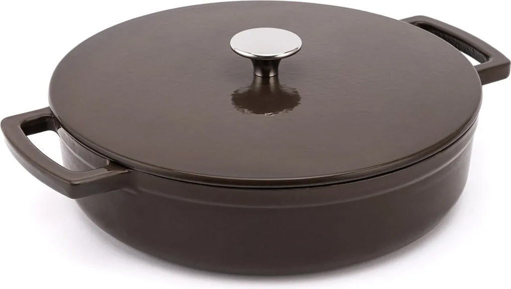 Elmich Smaltovaný liatinový nízky hrniec Ember 28 cm hnedý
