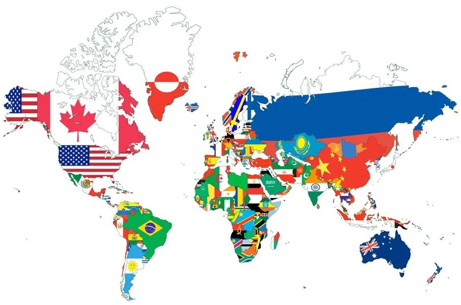 Obraz mapa vlajky krajín