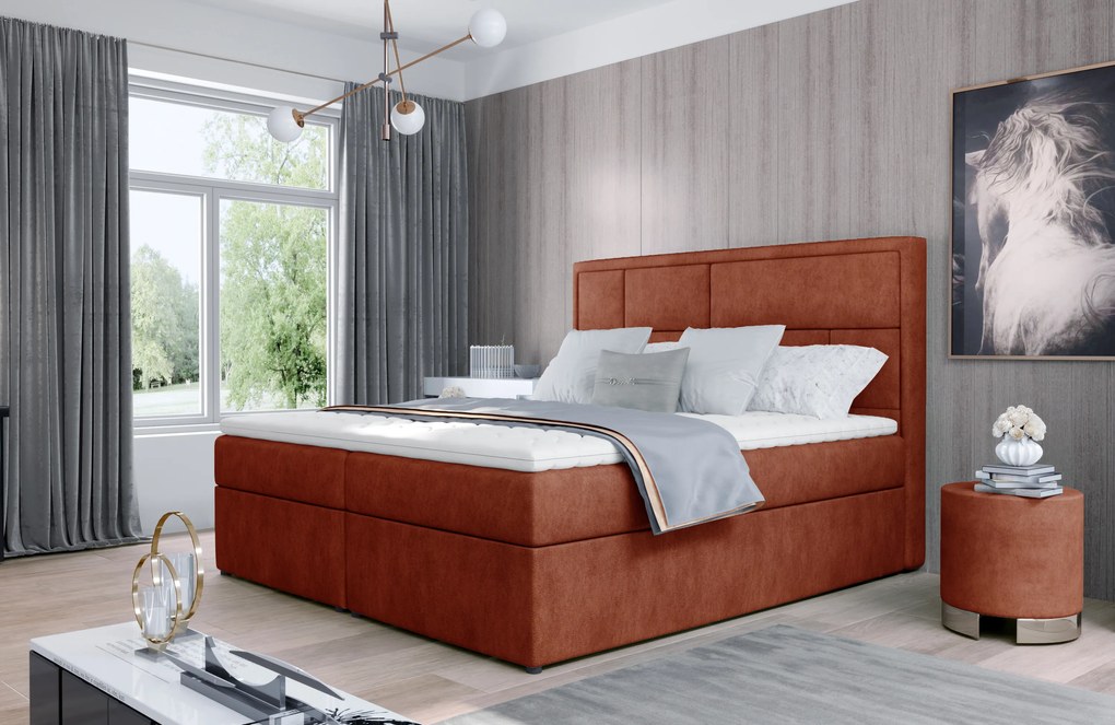 Kvalitná box spring posteľ Meredit 180x200, červená Dora