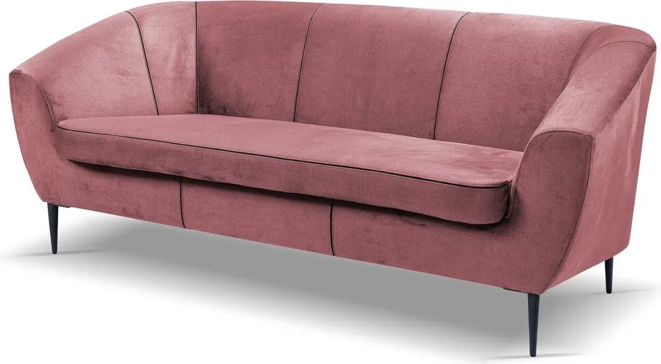 Trojmiestna pohovka Olivio, tmavo ružová zamatová látka