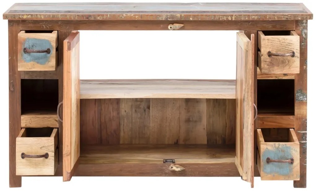 furniture-nabytek.cz - Masivní pod umyvadlová skříňka Sumana z recyklovaného dřeva, lakovaná, hnědá – 130×50×75 cm
