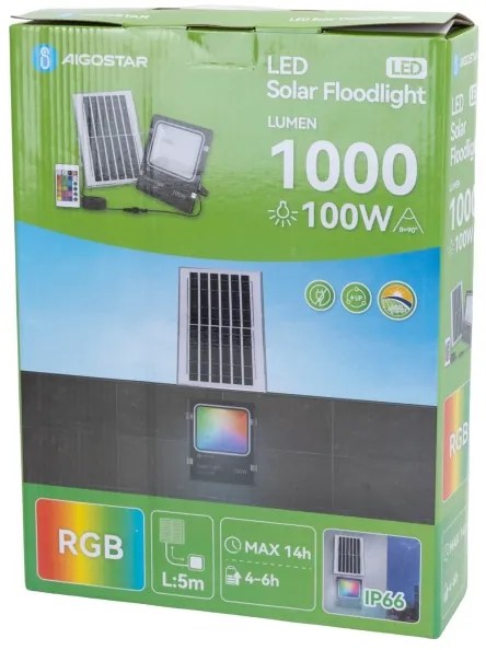 Aigostar - LED RGB Stmievateľný solárny reflektor LED/100W/3,2V IP66 + DO