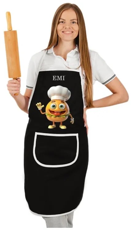 Kuchynská zástera Burger EMI, čierna