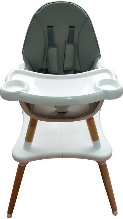 Detská jedálenská stolička EcoToys 2 v 1 KONFIG sivá