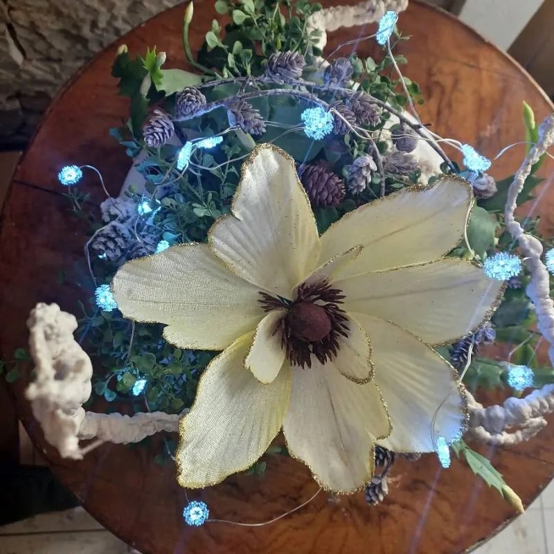 DECOLED LED světelný řetěz na baterie vločky, ledově bílá, 20 diod, 2,3 m