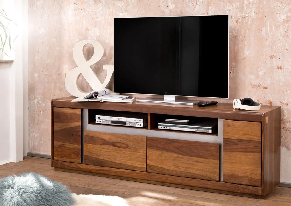 Bighome - ROUND TV stolík 180x60 cm, hnedá, palisander