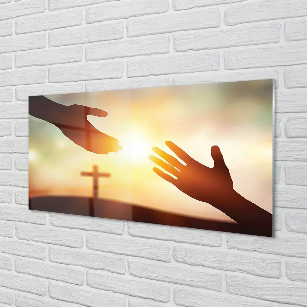 Sklenený obraz cross hands 125x50 cm