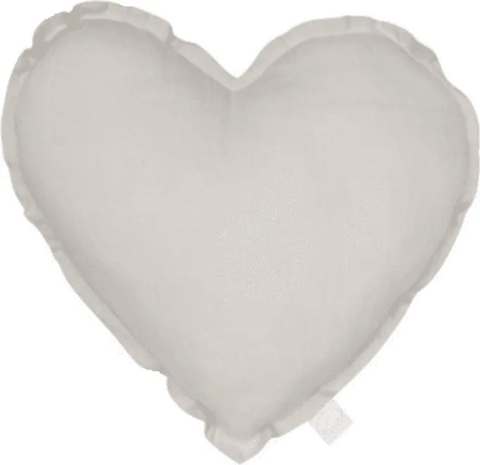 Mini ľanový vankúš srdca svetlo šedá 28 cm