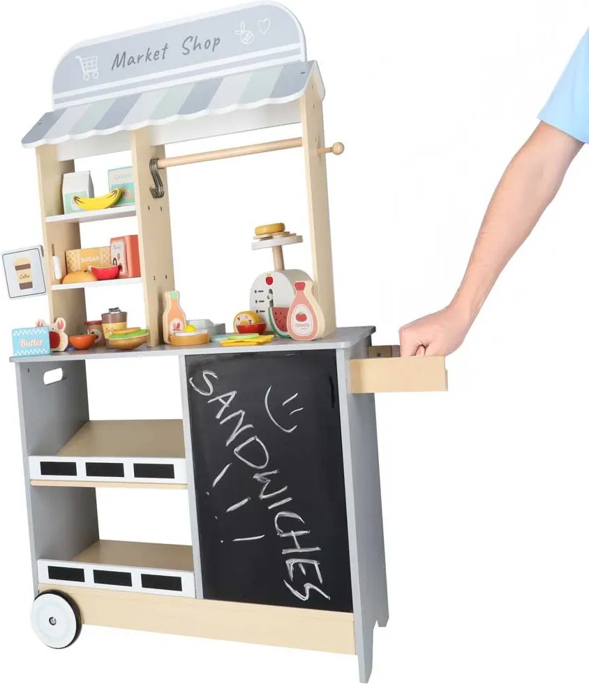 KIK Drevený trhový stánok Food Truck s kockovačom