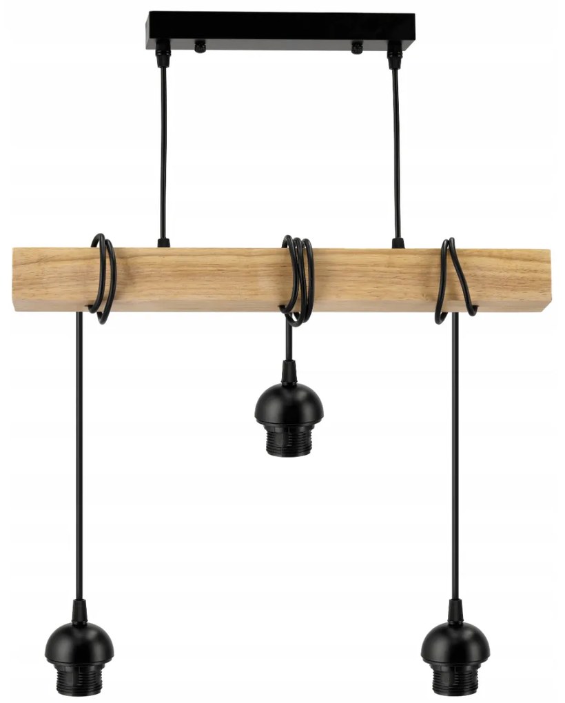 BERGE Závesné stropné svietidlo LED drevený trám 3xE27 loft cup
