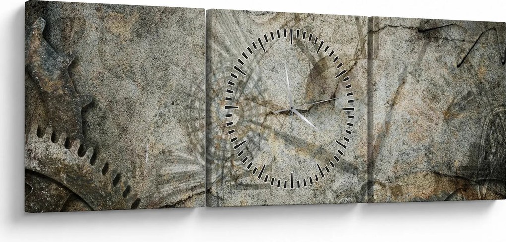 Obraz - Tok času (s hodinami) (90x30 cm)