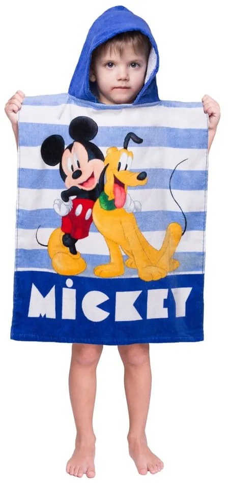 Modré froté detské pončo Mickey - Jerry Fabrics