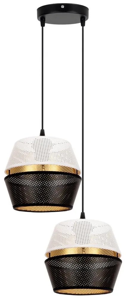Luster na lanku PARIS 2xE27/60W/230V biela/čierna/zlatá