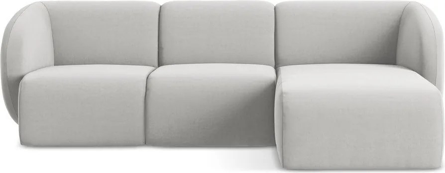 Svetlosivá zamatová rohová pohovka (pravý roh/s leňoškou) Lani – Makamii