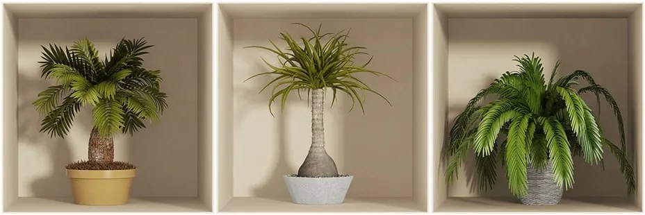 Sada 3 samolepiek s 3D efektom Ambiance Palms