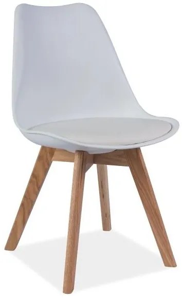AKCIA Biela stolička s dubovými nohami KRIS II. akosť