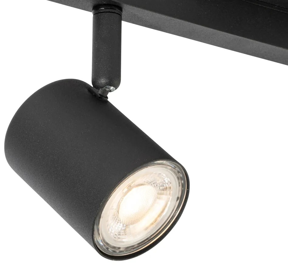 Stropné bodové svetlo čierne GU10 50 mm 2-svetlo vrátane podsvietenia - Back Up