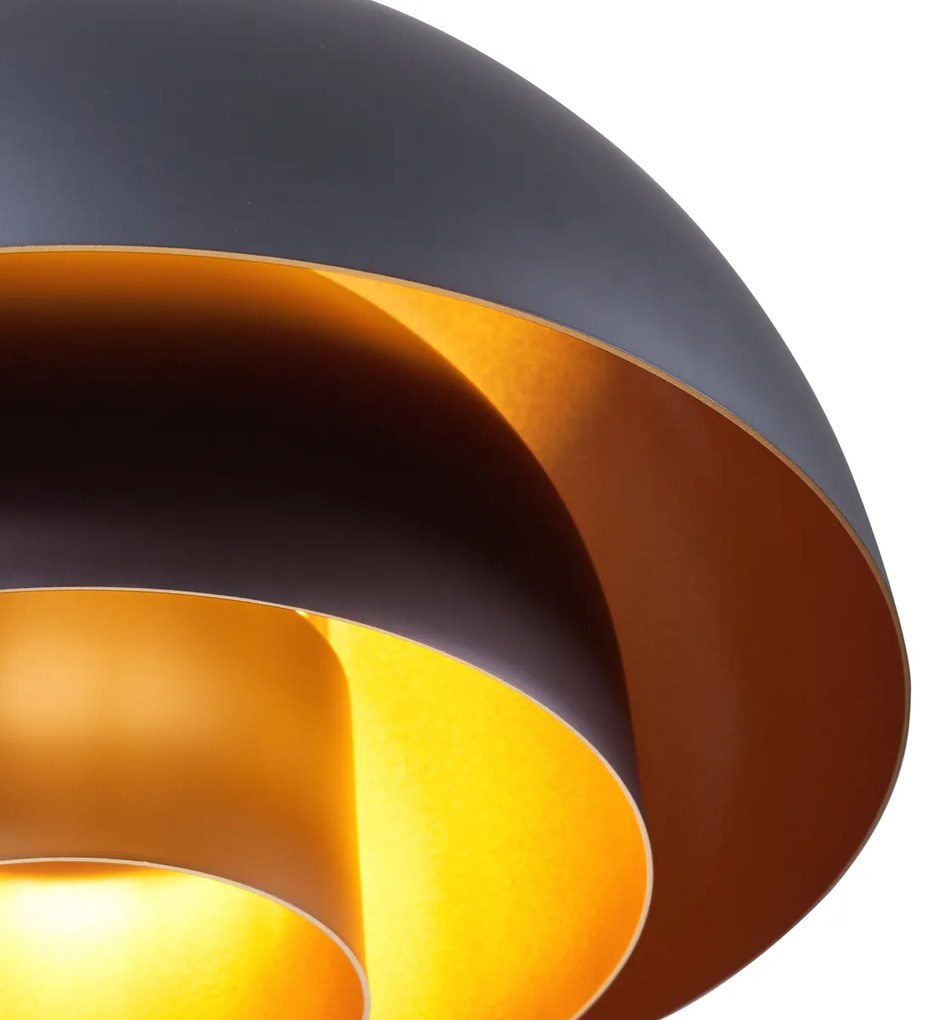 Moderné závesné svietidlo čierne so zlatým interiérom - Loes