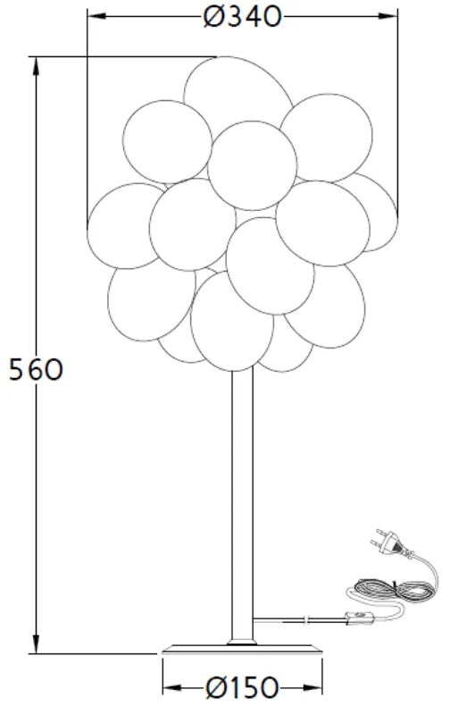Stolová lampa BALOON CLEAR, chróm + číre sklo