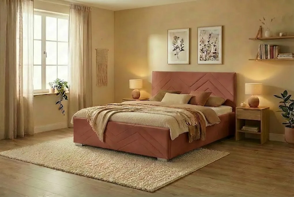 Postel CINDY 120x200 cm Ružová Bez matraca