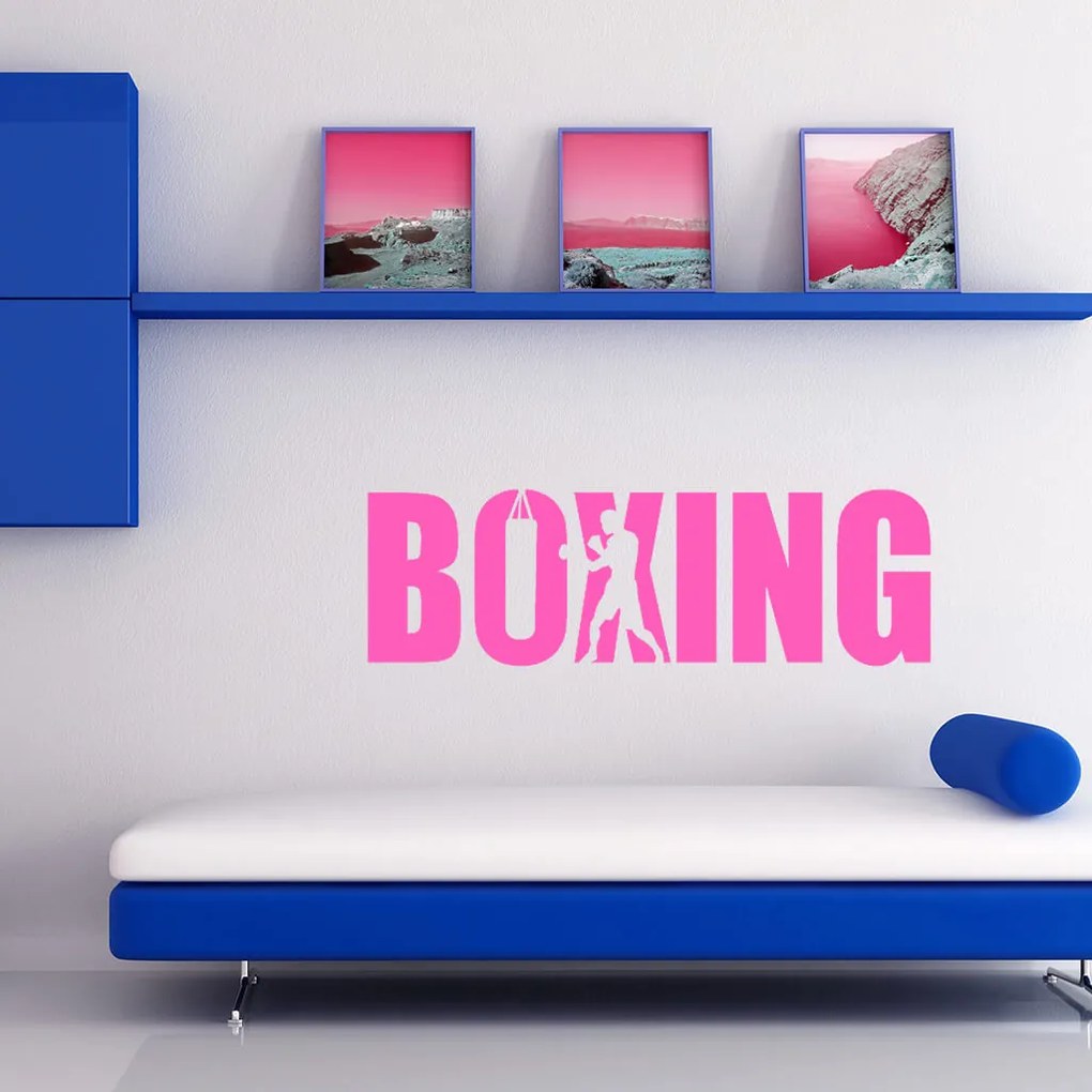 Veselá Stena Samolepka Nápis boxing Farba: béžová, Veľkosť: 60 x 18 cm
