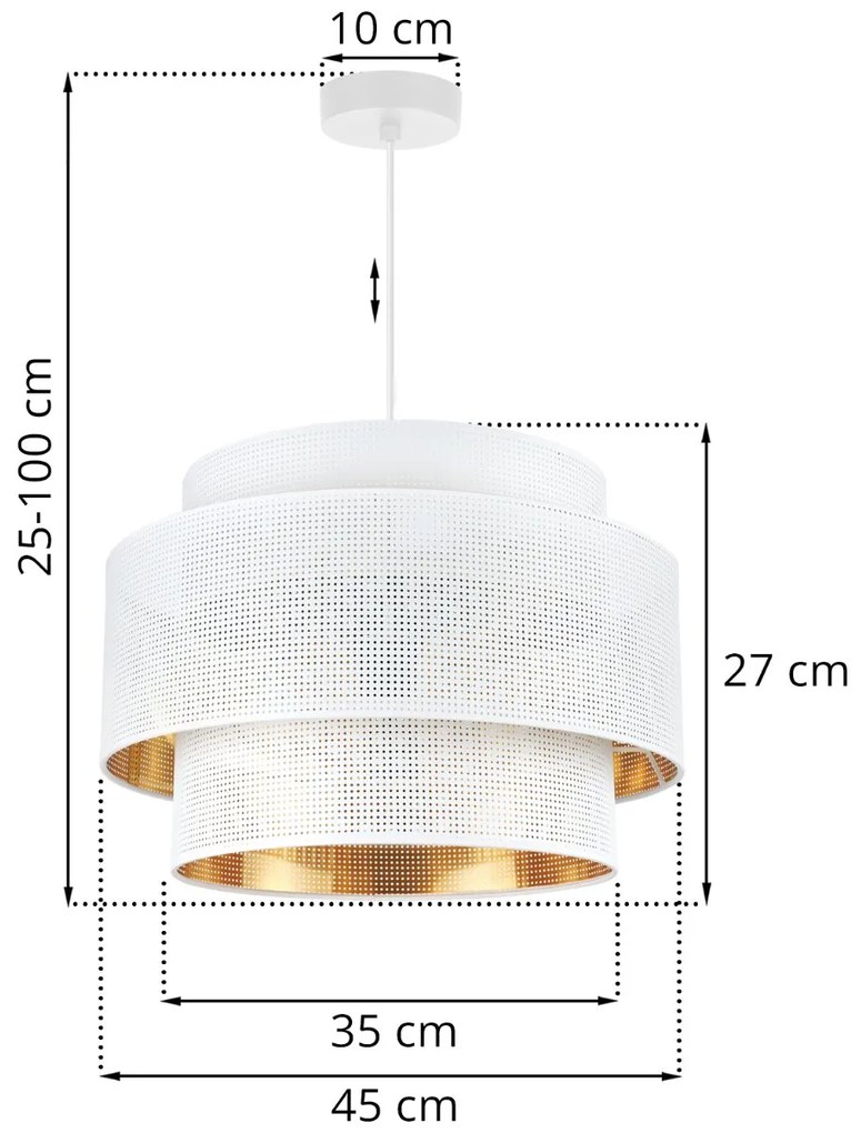 Závesné svietidlo Asti, 1x biele PVC tienidlo, (fi 45cm), g, w