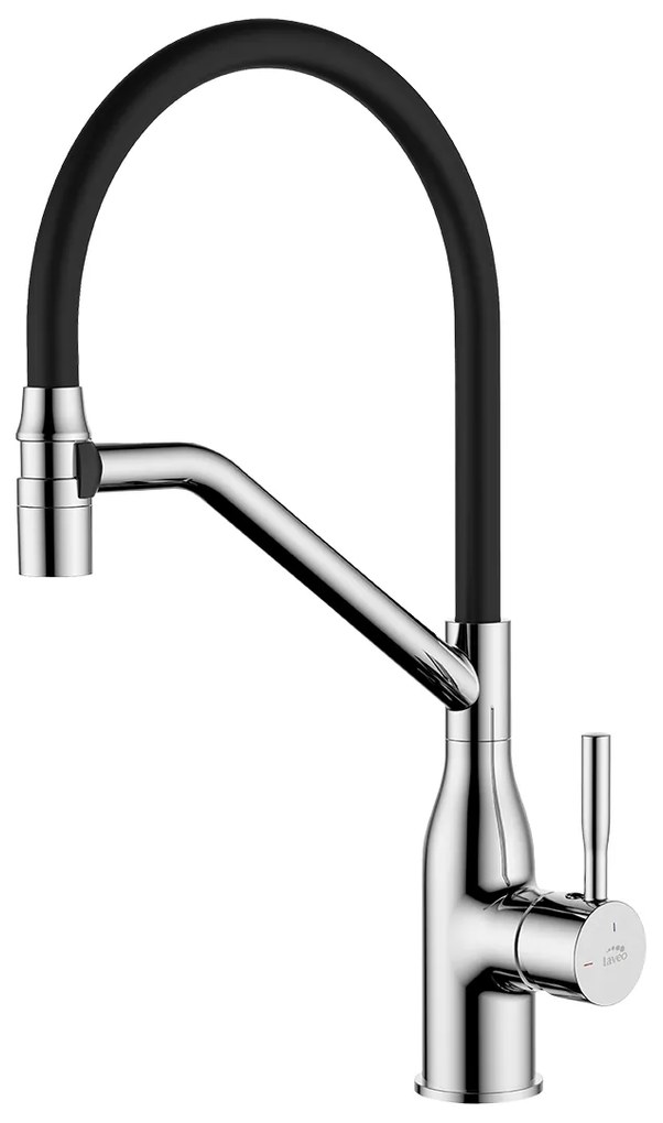 Laveo Colina, vysoká drezová batéria s výtokom v tvare U, čierna matná-chrómová, LAV-BCO_778D