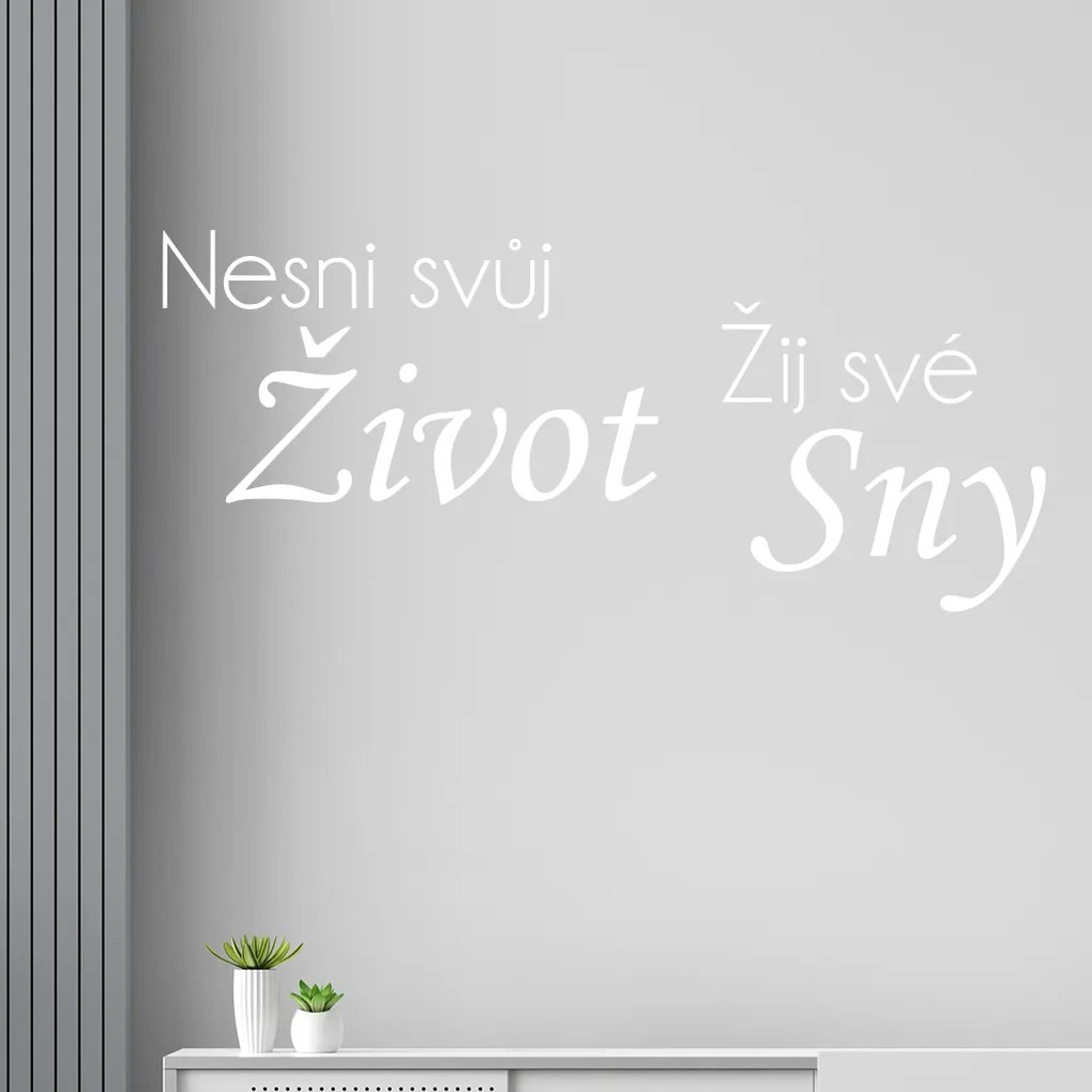 Veselá Stena Samolepka na stenu na stenu Nesnívaj svoj život, ži svoje sny Farba: čierna