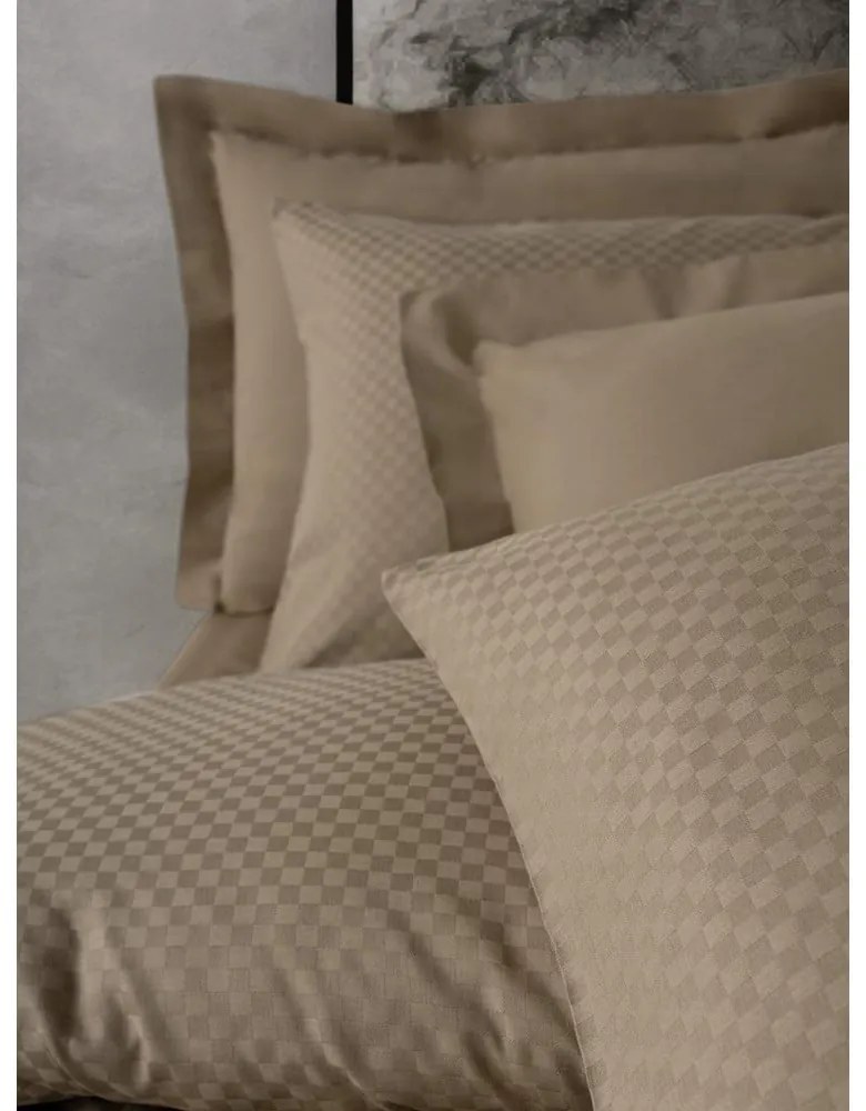 Hnedé obliečky na dvojlôžko/predĺžené z bavlny Renforcé 240x220 cm Checkered – Mila Home Luxury