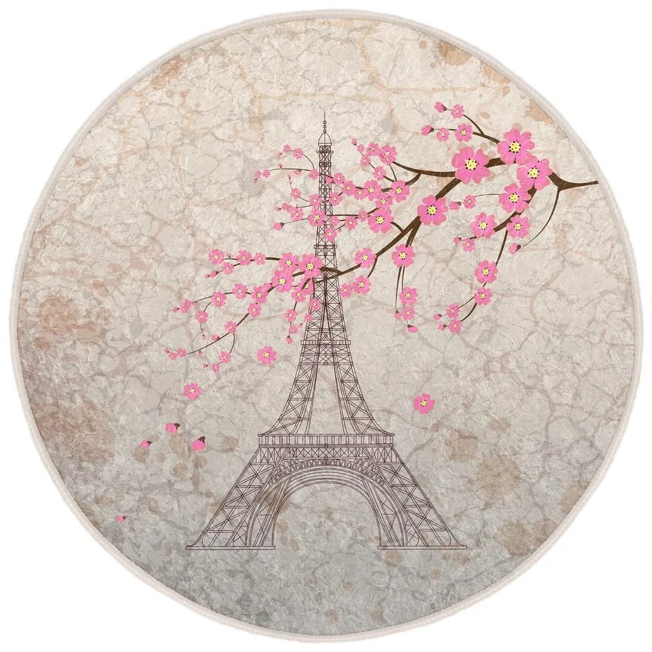 Svetloružový prateľný okrúhly koberec vhodný pre robotické vysávače ø 120 cm Comfort – Mila Home