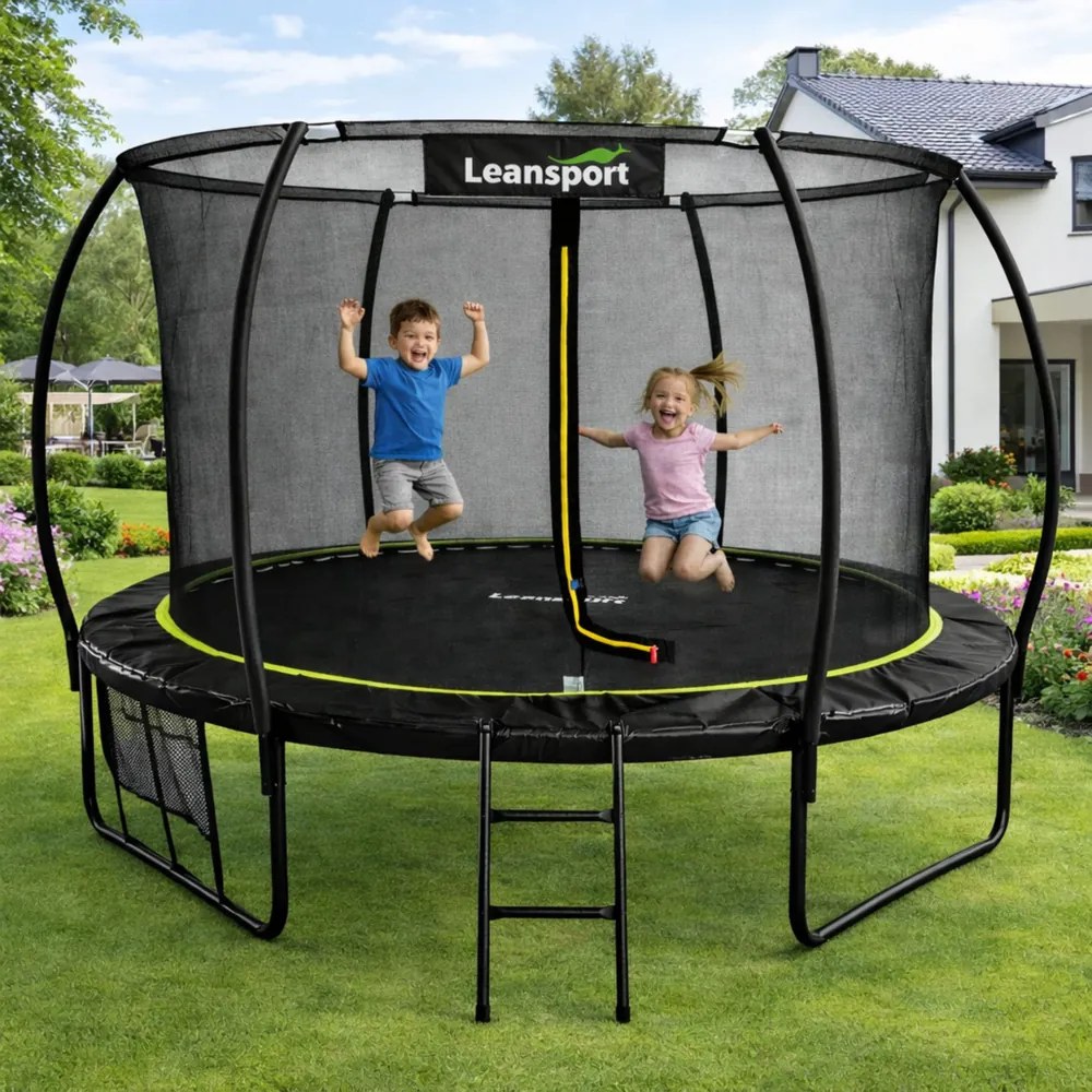 LEAN Sport Záhradná trampolína LEAN s vnútornou sieťou, čierno-zelená, 305 cm, 10 ft