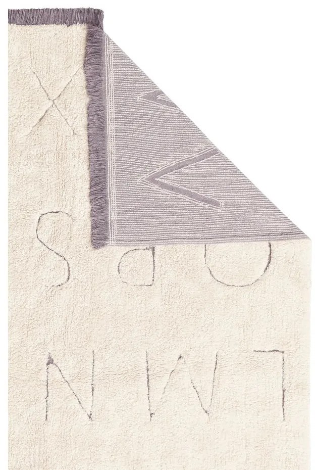 Krémový prateľný ručne tkaný bavlnený detský koberec 90x130 cm ABC – Lorena Canals