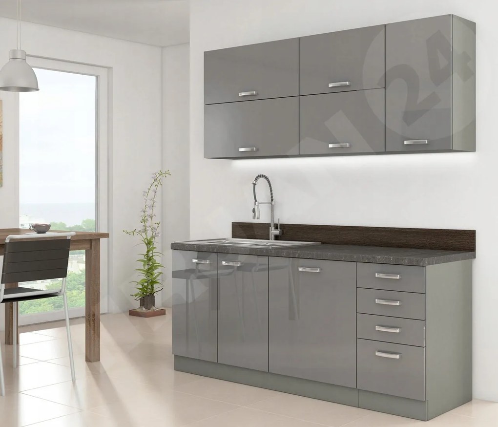 Kuchyňa Milo III (sivá sivý lesk)