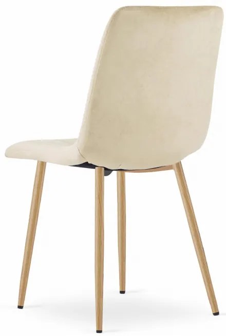Set štyroch jedálenských stoličiek LAVA zamatové svetlobéžové / drevené nohy (4 ks)