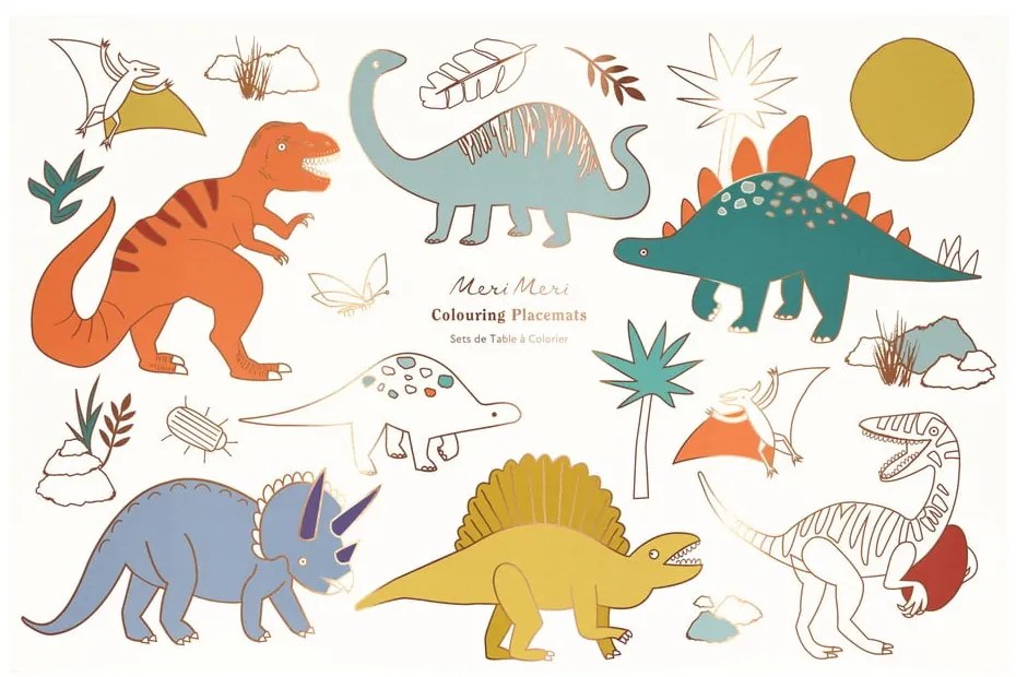 Papierové prestieranie v súprave 8 ks 28x42.5 cm Dinosaurs – Meri Meri