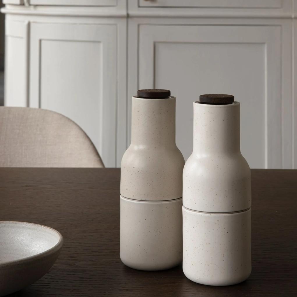 Audo Copenhagen Mlynček na soľ a korenie Bottle Ceramic Sand Walnut - set 2 ks