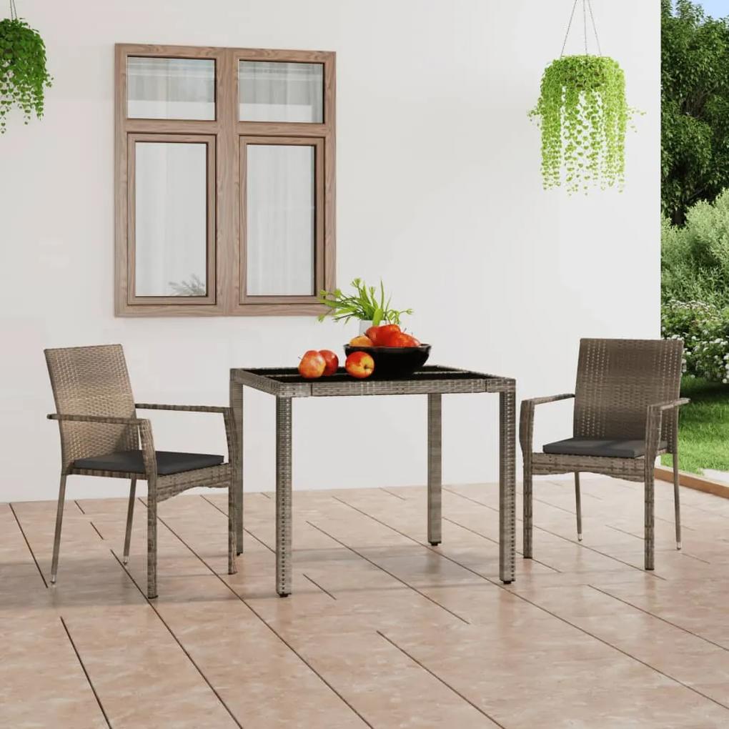 Záhradné stoličky so sedákmi 2 ks polyratanové sivé 319882